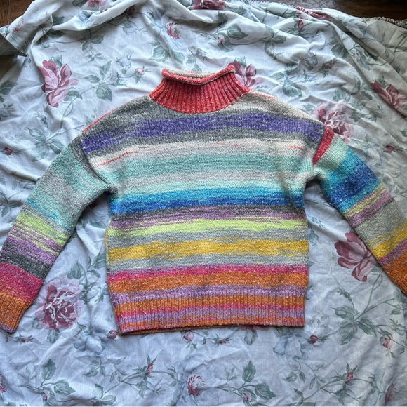 Vintage GAP Wool Rainbow Striped Turtle Neck Sweater, size xs/s